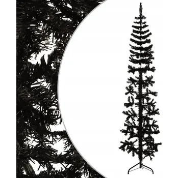 Vánoční stromek Umělý vánoční stromeček polovina 210 cm, PVC, černý