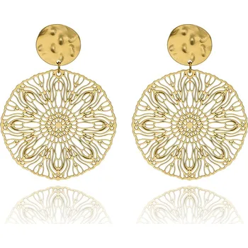 Náušnice Yvon Filigránové kruhové náušnice z chirurgické oceli 316L s jemným vzorem - pozlacené