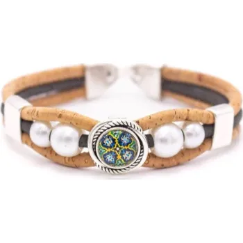 Kabelka Korkový náramek - Modrý s ozdobou