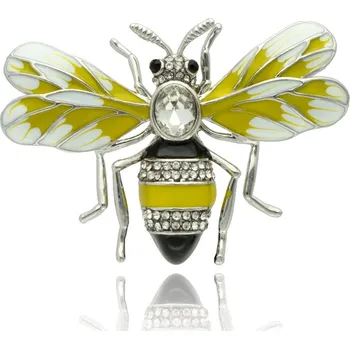 Brož Yvon Brož ve tvaru včely s ručně malovaným smaltem a krystaly