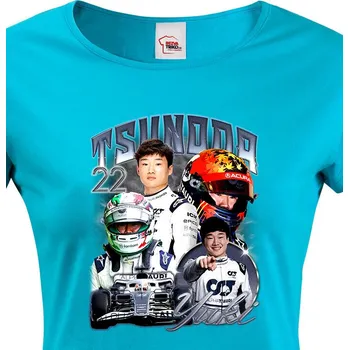 Dámské tričko Dámské tričko F1 - Yuki Tsunoda, Barva Modrá, Velikost S, Canvas Dámské tričko s krátkým rukávem Bezvatriko.cz 2864