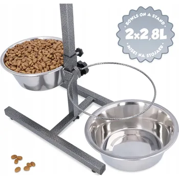 Miska pro psa Sada dvou kovových misek černá 2,8 l