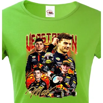 Dámské tričko Dámské tričko F1 - Max Verstappen, Barva Zelená, Velikost L, Canvas Dámské tričko s krátkým rukávem Bezvatriko.cz 2854