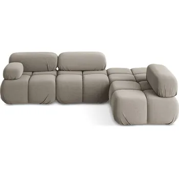 Pohovka Béžová sametová modulární rohová pohovka (pravý roh) Lokua – Makamii ID_1731720