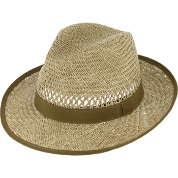 Klobouk Fiebig - Headwear since 1903 Slaměný fedora klobouk s hnědou stuhou - Bogart - Fiebig Velikost: 59 cm (L)