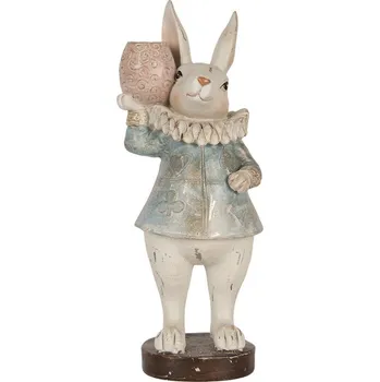 Bytová dekorace Dekorace figurka králík v modrém kabátku - 11*10*29 cm