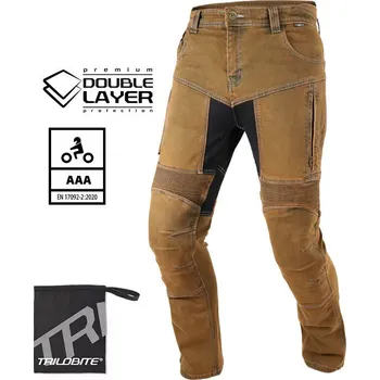 Moto kalhoty Trilobite Parado doublelayer AAA slim fit men jeans rusty brown level 2 vel. 38