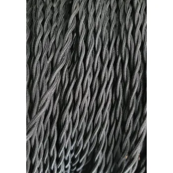 elektrický kabel Kabel v opletení, kroucený, 2x0,75, černý, 1 m