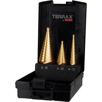 Vrták RUKO Sada stupňovitých vrtáků do kovu Terrax Tin | 4-12, 4-20, 6-30 mm - RUA101126TRO