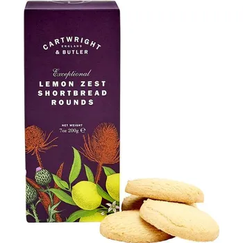 Cartwright & Butler Lemon Zest Shortbread Rounds Sušenky s citronovou kůrou v krabičce, 200 g