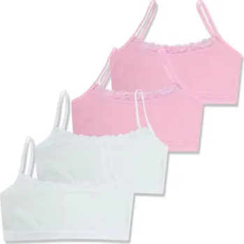 Dívčí oblečení Dívčí podprsenka s krajkou (lambáda) - bez výstuže, bez kostic (4 ks v balení) Barva: 2x bílá, 2x růžová