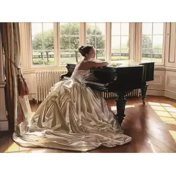 Diamantové malování Diamantové malování/Huacan - Dívka u klavíru