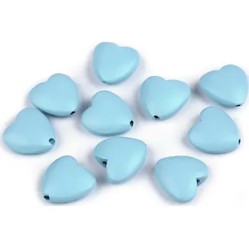 Korálek Výprodej - Dřevěné korálky srdce Ø20 mm - modrá pomněnková - 10ks Varianta: 2 modrá pomněnková, Balení: 10 ks