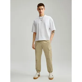 Pánské oblečení Kalhoty joggers s cargo kapsami - M LONG - House - béžová - 491DZ-80X