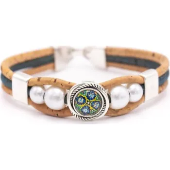 Kabelka Korkový náramek - Šedý s ozdobou