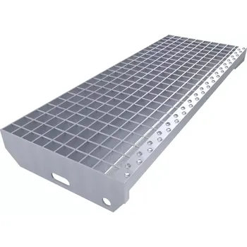 Schodiště Kovový pozinkovaný protiskluzový schodišťový stupeň (30/2, 34/38) FLOMA SteelStep - 80 x 30,5 x 3 cm