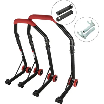 SEFIS D18 moto stojan přední a zadní set - červený - trn / hák