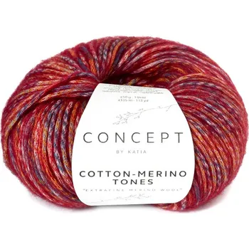 Příze Příze Katia Cotton-Merino Tones 303 Petrol-Ochre-Burgundy Red