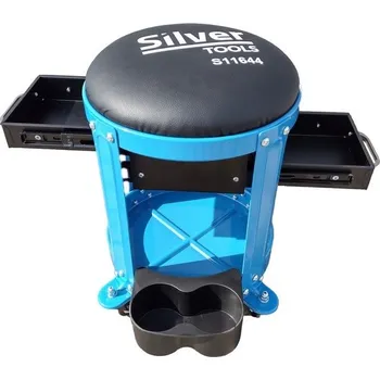 Dílenské montážní lehátko Dílenská stolička na kolečkách se zásuvkami Silver S11644