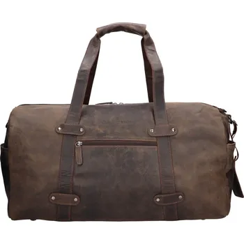 Pánská aktovka Kožená cestovní taška Greenwood Solen - tmavě hnědá