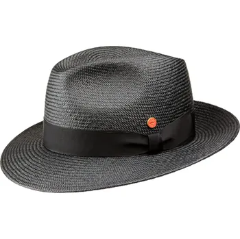 Klobouk Exkluzivní černý panamský klobouk Fedora s černou stuhou - Mayser Torino Velikost: 59 cm (L)