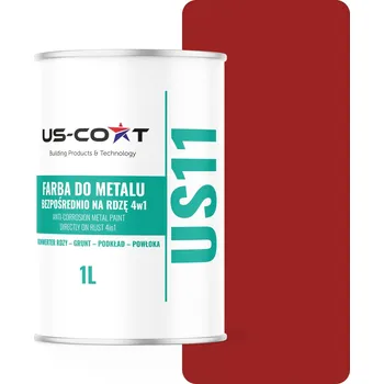 barva na kov US-Coat 1 l antikorozní akrylová Barva na kov SIGNÁLNÍ ČERVENÁ RAL3001 saténová