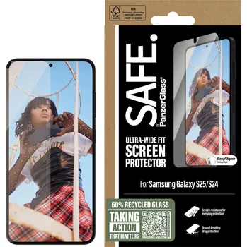 PanzerGlass SAFE Samsung Galaxy S25 s instalačním rámečkem SARNUWFG38388