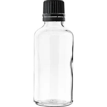 Láhev Skleněná lahvička čirá 5 ml s černým kapátkem 18 mm
