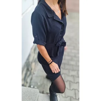 Dámské šaty Kulišárny Mušelínové košilové šaty BLACK VELIKOST: 40-42