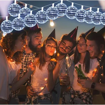 Vánoční dekorace DENR Světelný LED řetěz 20 disco koulí Barva: RGB - barevná