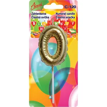 Balónek Narozeninová svíčka zlatá ve tvaru balónků "0"