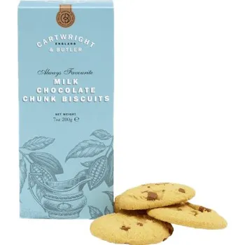 Cartwright & Butler Milk Chocolate Chunk Biscuits Sušenky s kousky mléčné čokolády, 200 g