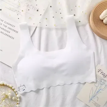 Dívčí bezešvá podprsenka bez zapínání Barva: Bílá, Velikost: M