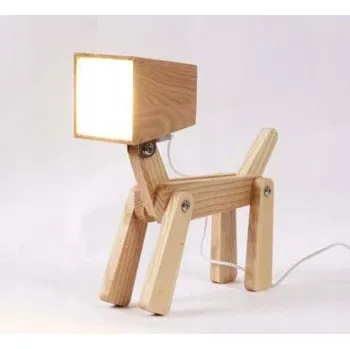 Stojací lampa Stojací lampa na stůl rustikální dřevěná psí E27 TW0