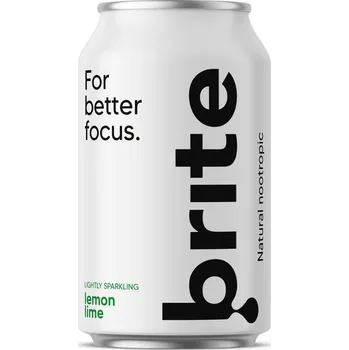 Energetický nápoj Brite Natural Energy Drink Lemon Lime, Energetický sycený nápoj, Limetka a citron, 330 ml