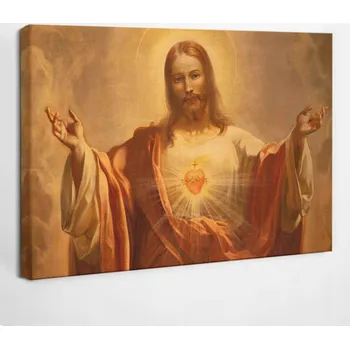 Obraz Obraz Canvas do ložnice Dekor Srdce Ježíšovo Portrét 30x20 cm