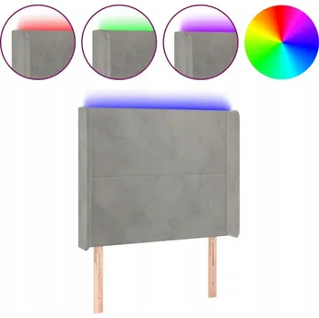 LED Čelo postele sametové 83x16x128 světle šedé
