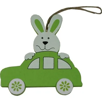 GOBA Velikonoční dekorace závěsná - Auto se zajíčkem
