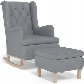 Křeslo Houpací křeslo s podnožkou, světle šedé, 65x91x100 cm
