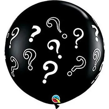 Balónek Folat Balón latexový černý s otazníky 90 cm 1 ks