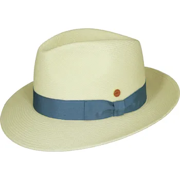 Klobouk Luxusní panamák se světle modrou stuhou - klobouk Fedora- Mayser William Velikost: 57 cm (M)