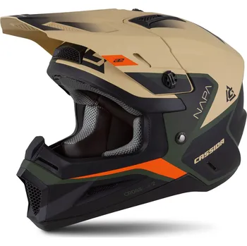 Helma na motorku Dětská přilba Cassida Cross Cup 2 Napa Junior písková/zelená/oranžová/černá mat 2025 Velikost: S (47 až 48 cm)