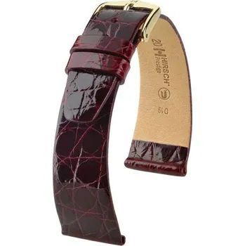 Řemínek na hodinky Řemínek Hirsch Prestige Crocodile - vínový - 14 mm - M – Střední délka - 12 mm - Rose Gold + 5 let záruka a dárek ZDARMA