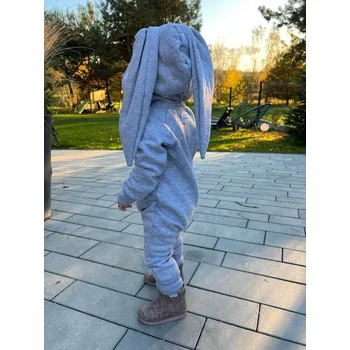 Kojenecký overall Dětský zateplený overal králíček 0-6m. Šedý melír