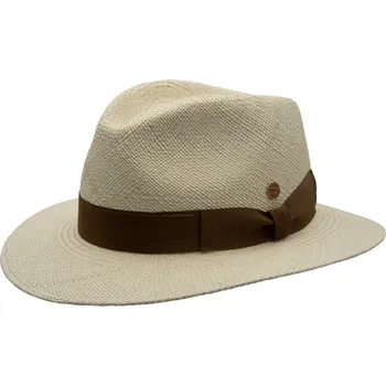 Klobouk Luxusní panamský klobouk Fedora s hnědou stuhou - Mayser Mathis - UV faktor 80 Velikost: 61 cm (XL)