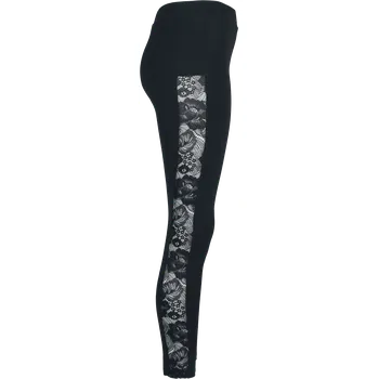 Dámské legíny Legíny z Urban Classics - Dámské legíny s krajkovým lemem - Ženy - černá