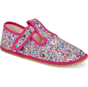 Dívčí bačkory Barefoot dětské přezůvky Beda - Širší typ Music barevné Velikost: 36