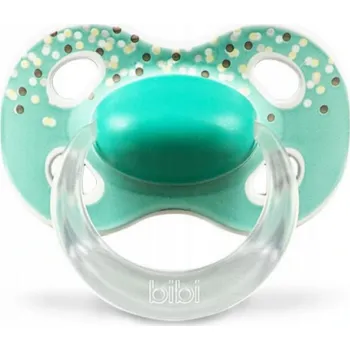 dudlíky BIBI Silikonový dudlík natural, Tečky, 6 - 16 m, tyrkysový