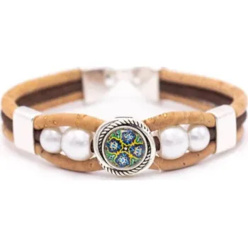 Kabelka Korkový náramek - Hnědý s ozdobou