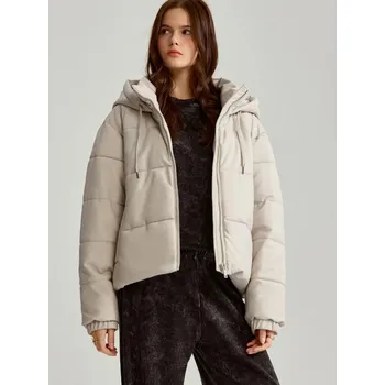 Bunda puffer s kapucí - L - House - světle šedá - 175AK-09X